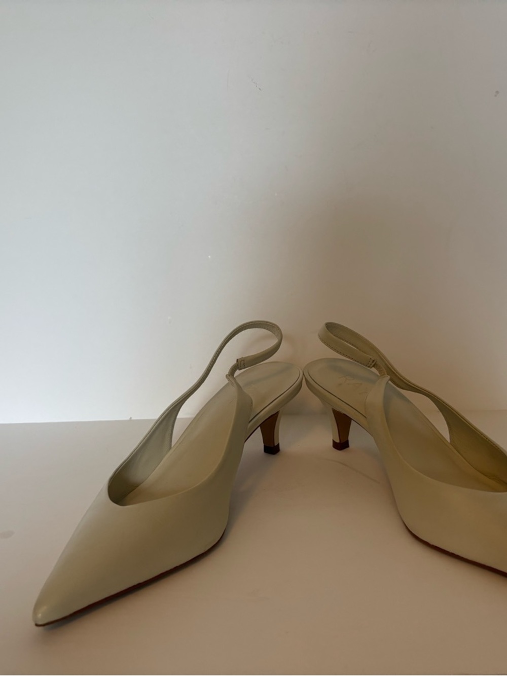 RAYE Cream Pointed Slingback Kitten Heels